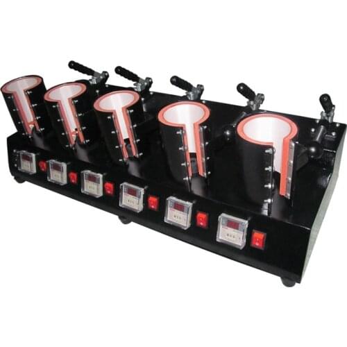 Manual Five Stations Single Temperature Controller Digital 5in1 Cup And Ceramic Mug DIY Gift Heat Press Machine