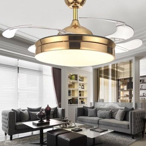 Modern Invisible Acrylic Leaf Led Ceiling Fans White/Black Steel Led Ceiling Fan Lighting Dining Room Dimmable Ceiling Fixtures