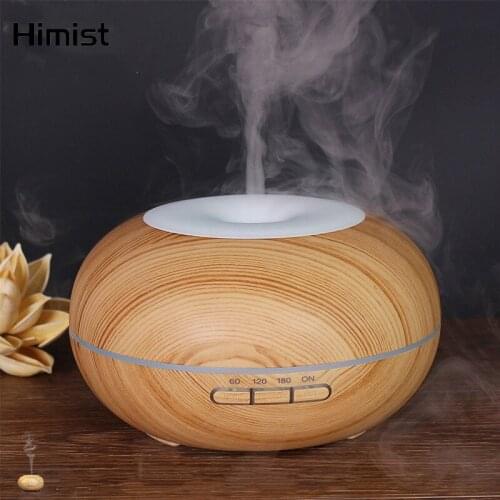 Wood Grain Essential Oil Diffuser 300ml Ultrasonic Air Humidifier With 7 Colors Changing LED Aroma Lamp For Home Office SPA