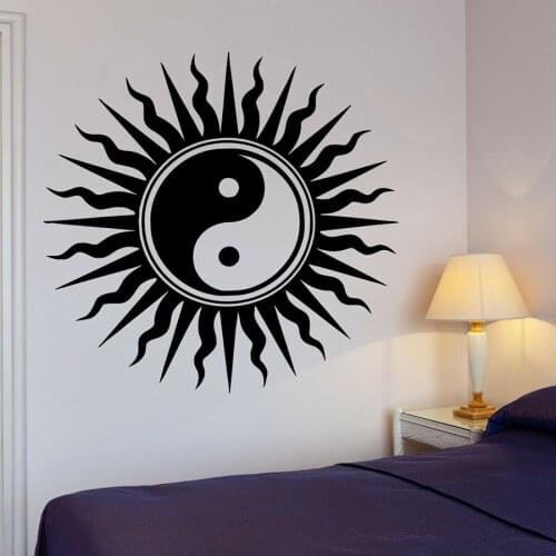 Vinyl Wall Decal Buddha Wall Decals Yin Yang Oriental Wall Sticker Buddhist Relaxation Decor Sun Art Mural For Bedroom C230