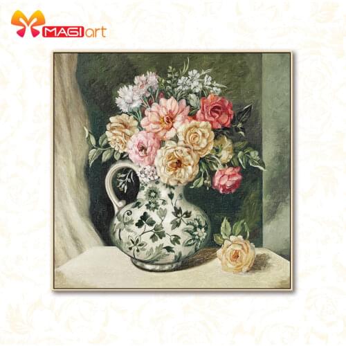 Cross stitch kits Embroidery needlework sets 11CT water soluble canvas patterns 14CT Floral style Vintage flower -NCMF235