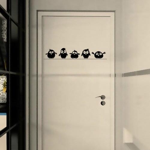 High Quality Creative Refrigerator Air Black Birds Pattern Wall Stickers Home Decoration Kitchen Wall Art Mural Decor