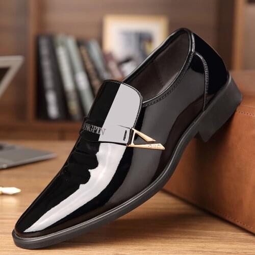 YBQJOO Men's Patent Leather Shoes