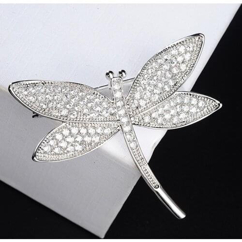 LADYCHIC Pretty Crystal Dragonfly Brooch Pin Vintage Style Rhinestone Brooches for Women Bridal Coat Sweater Accessories LH1021