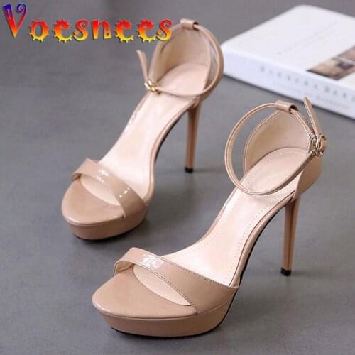 Voesnees Women Summer Stiletto Ankle Strap Shoes Sexy Cover Heel Open Toe Party Sandals Fashion High Heel Ladies Shoes 2021 New