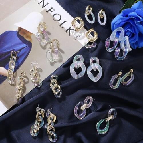 KISSWIFE Transparent Resin Exaggeration Earrings For Women Geometric Statement Punk Vintage Earrings 2021 Trend Fashion Jewelry