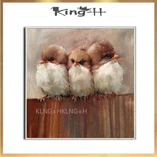 Animal birds of 3 lovely color bird oil painting hand drawing now impression of the decorative children room large mural