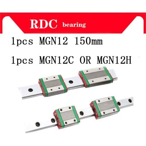 High quality 1pcs 12mm Linear Guide MGN12 L= 150mm linear rail way + MGN12C or MGN12H Long linear carriage for CNC XYZ Axis