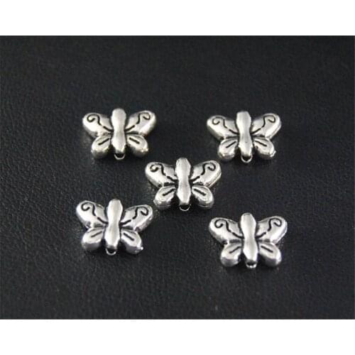 10Pcs Silver Color Butterfly Spacer Beads Charm Jewellery Pendant For Bracelet Necklace 8x11Mm A2109
