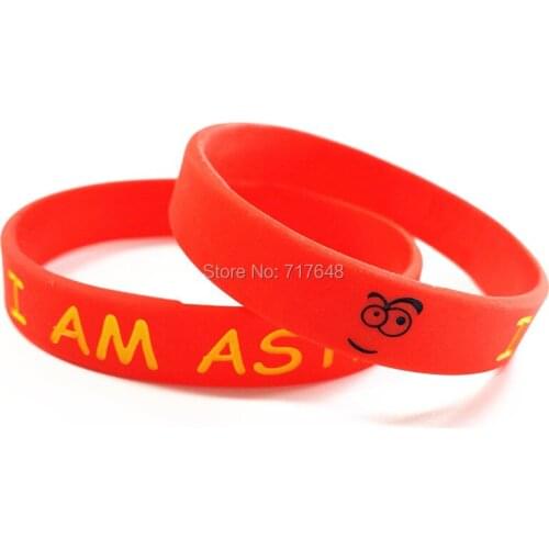 100pcs I AM ASTHMATIC Awareness wristband silicone bracelets free shipping by epacket A