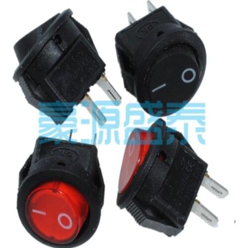 20PCS/Lot Round Power Rocker Boat Switch 2Pin 2P 3A/250V Red/Black 15mm