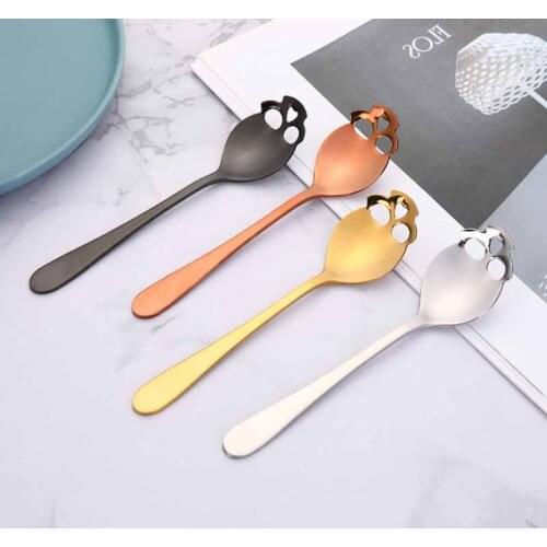 304 Stainless Steel Coffee Scoop Skull Shape Dessert Spoon Food Grade Ice Cream Candy Tea Spoon Tableware Kitchen Accessories