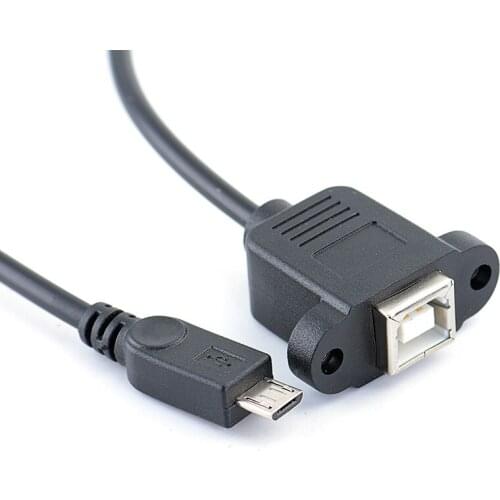 50CM USB 2.0 B Female socket Printer Panel Mount with screw hole to USB Micro B 5 pin 5pin male cable