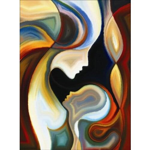 Abstract Colorful Mother and Son Pattern Full Drill Round Diamond Embroidery 5D DIY Diamond Painting Cross Stitch Stickers