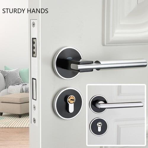American Aluminum Alloy Apartment Door Lock Indoor Security Door Locks Bedroom Mute Lockset Furniture Hardware Accessories