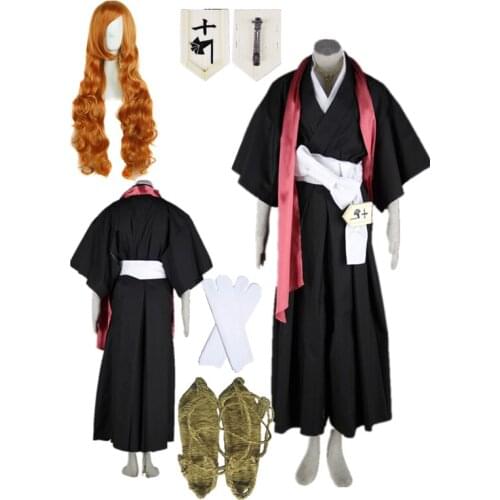 Anime Bleach Cosplay Mmatsumoto Rangikubbs Black and white kimono Wig Women Suit Cosplay Costume Halloween