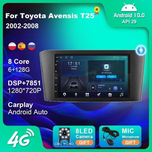 Car Radio Audio for Toyota Avensis T25 2002-2008 Android Multimedia Video Stereo Player Autoradio Navigation GPS Bluetooth 2din