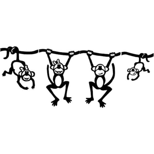 Car Sticker Funny Monkey Fashion Decoration Car Sticker PVC Car Styling Accessories Waterproof Sunscreen Black/white,15cm*6cm