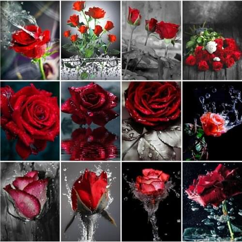 AZQSD 5D Diamond Painting Rose Cross Stitch Diamond Embroidery Flower Mosaic Picture Of Rhinestones Needlework Home Decor Gift