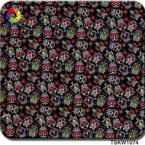 Free shipping TSAUTOP Water Transfer Printing Film Size 0.5m x 2m Hydrographic Film solorful skull TS1074
