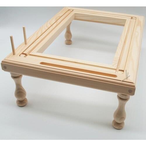 Wood Cross-Stitch Grid Embroidery Tower Stand Frame Hoops Table Sewing