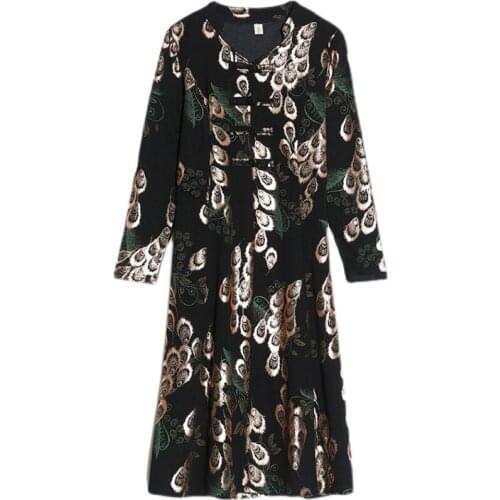 Elegant Women Summer Slim Dresses New Arrival Ladies Long Sleeve V Neck Flower Print Party Dress Female Vestidos Women Clothing