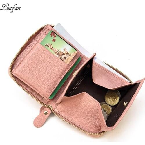 100% genuine Leather Mens Coin Purse women fashion small cowhide short Wallet mini Money Bag Credit Card Pockets clutch wallet
