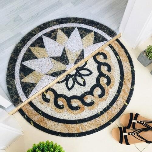 Semi-Circle Doormat, Anti Slip Marble Pattern Half Moon PVC Floor Mat,30X60cm