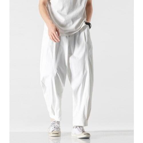 Summer Cotton Wide-leg Pants Mens Fashion Multi-color Thin Casual Pants Men Streetwear Loose Straight Pants Mens Trousers M-5XL