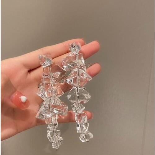 Lifefontier Trendy Irregular Transparent Acrylic Long Hanging Earrings for Women Geometric Resin Drop Earrings Jewelry Gifts