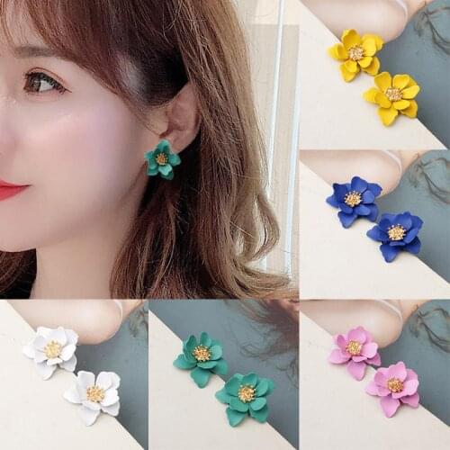 Fashion Women Flower Drop Dangle Earrings Sweet Girls Elegant Alloy Colorful Gift Female Trendy Beautiful Jewelry