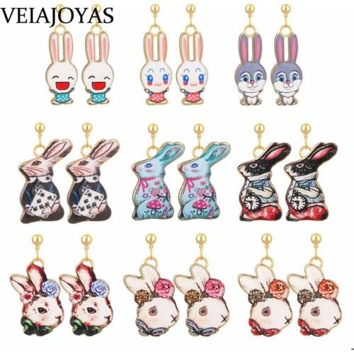 Cartoon Rabbit Shape Cute Animal Jewelry For Woman School Girl High Quality Alloy Stud Earrings Hot Sale Gifts Ear Accessories