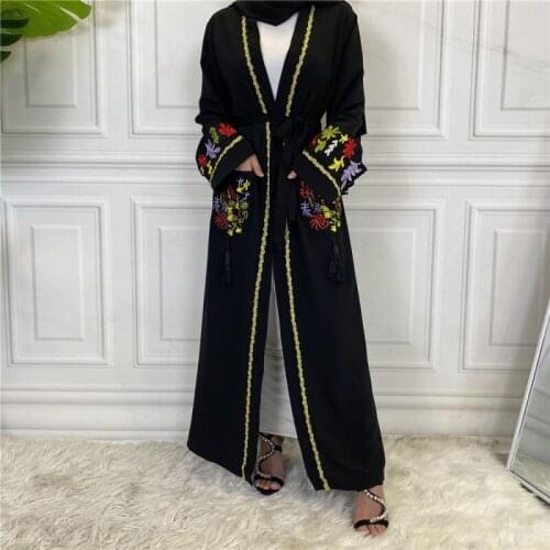 Muslim Abaya Middle East Islamic Dubai stitching Embroidered Cardigan Fashion Women Kimono Moroccan Open Front Dresses Caftan