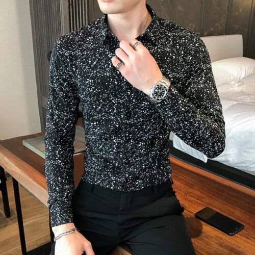 Floral Shirts Men Fashion Long Sleeve Slim Fit Casual Shirt Business Formal Dress Shirts Streetwear Party Tops Camisa Masculina