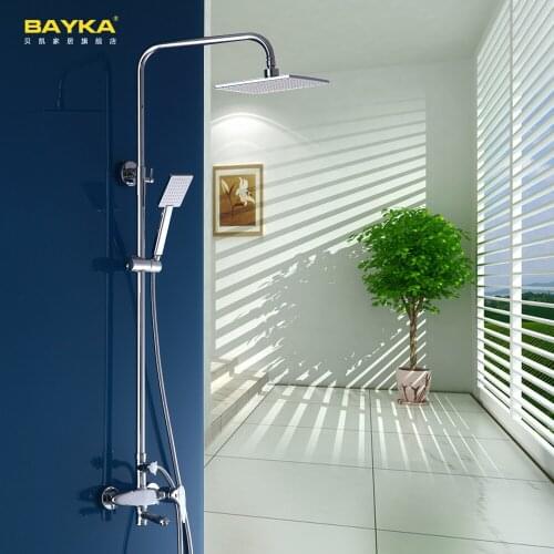 Bathroom Shower Set Brass Chrome Wall Mounted Shower Faucet 8" Shower Head Water Saving Nozzle Aerator High Pressure Shower Set