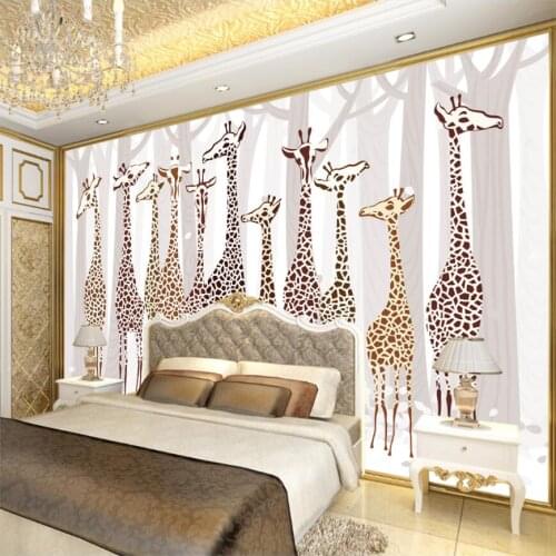 Bacal Custom wallpaper mural 3D photo home decor living room bedroom giraffe woods cartoon mural 3d tv background 3 d wallpaper