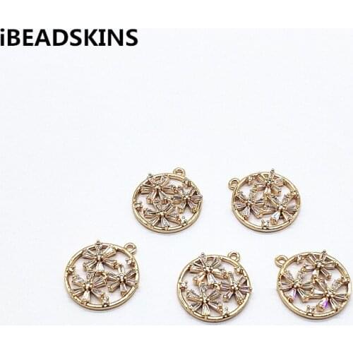 New arrival! 20x18mm 30pcs Copper/Cubic Zirconia Round Charm for hand Made Earrings parts DIY/ Jewelry Findings & Components