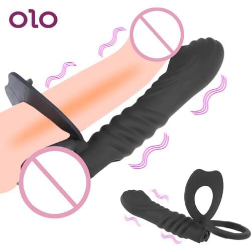 OLO Anal Plug Dildo Vibrator Double Penetration Butt Plug for Men Vagina Plug Strap On Dick Sex Toys For Couples Sex Shop