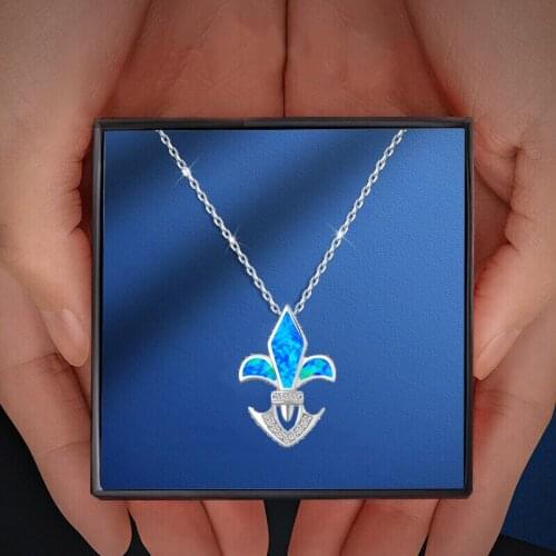 Wholesale Retail Top quality Excellent Blue Fire Opal Silver Stamped Necklace Pendants Fashion jewelry OP230