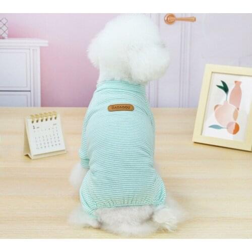 Pet Dog Striped Jumpsuit Cute Puppy Four Legged Clothes Breathable Thin Dogs Jumpsuit Pets Home Costumes