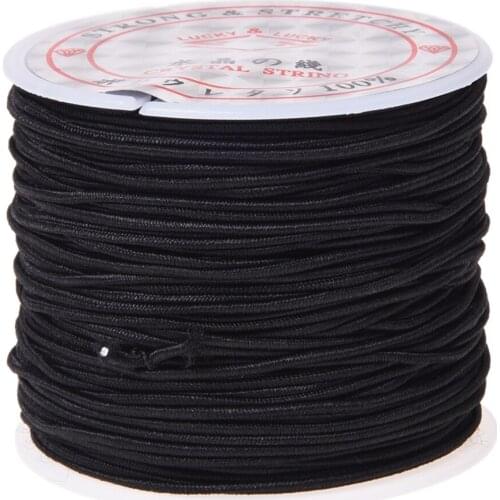 Promotion! 1 Roll 24m Long Black Round Elastic Beading Thread Cord 1mm