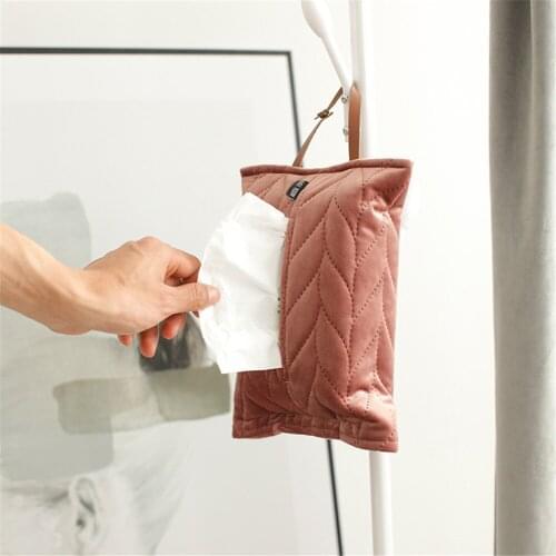 Nordic Car Tissue Bag Simple Vehicle Back Seat Hanging Paper Towel Box Ins Home Velvet Table Napkin Sleeve