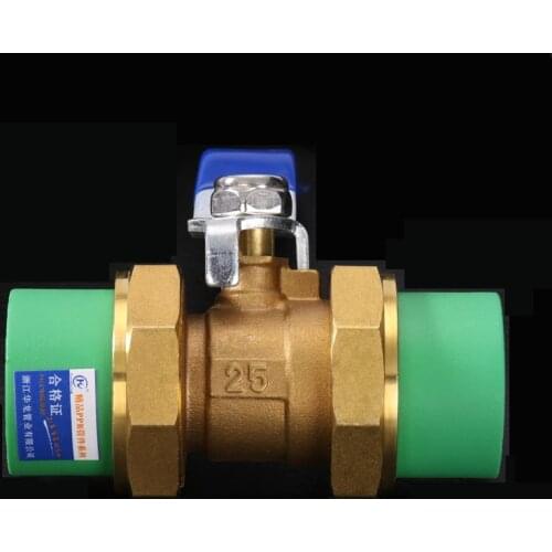 Green color union fitting brass ball valve PPR pipe union ball valve switch water pipe connector