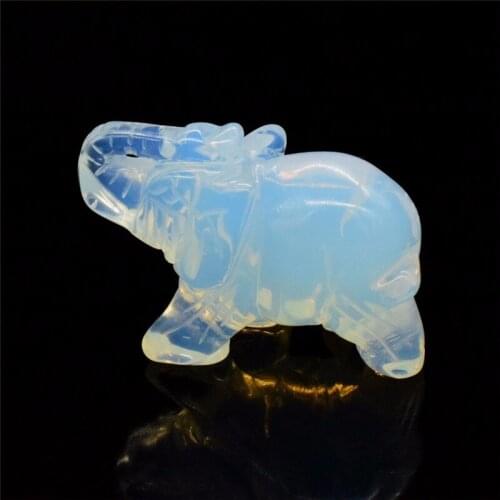 2 inch Natural Opalite Elephant Statue Carved Crystal Elephant Figurine Mini Animal Figurines for Home Decor Chakra Healing Gifs