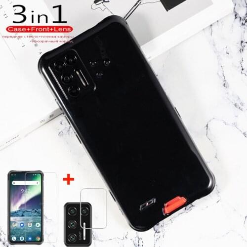 3 in 1 Camera Lens Glass Cover For Umidigi Bison GT Silicone Case Soft Black TPU Case For Umidigi Bison GT Pelicula Camera Lens
