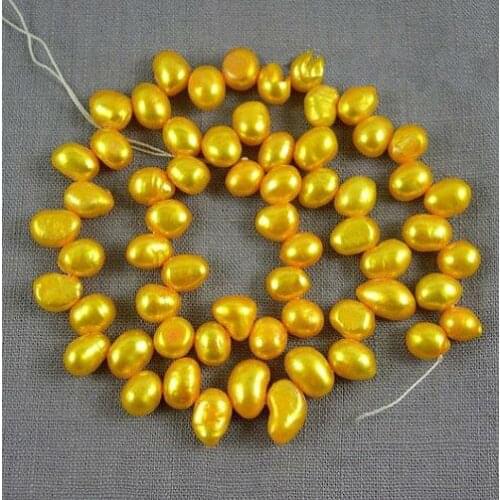 Unique Pearls jewellery Store Gold Yellow Corn Potato Top Drilled Dancing Freshwater Pearl Loose Beads One Full Strand YLC1-21