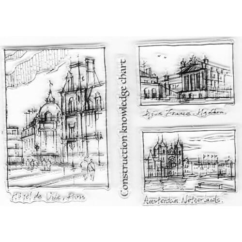 Vintage Building Background Stamps Postcard Decorative Stamps Scrapbook Card Making Supplies