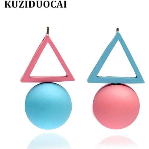 Kuziduocai New Hot Fashion Fine Jewelry Every Day A Little Love Triangle Pearl Asymmetry Stud Earrings For Women Gift E-792