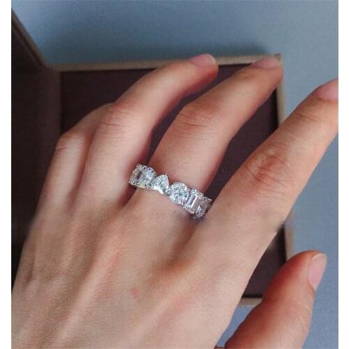 Eternity Promise Ring 925 sterling silver Bijou Various cutting AAAAA Cz Engagement Wedding band rings for women Bridal Jewelry