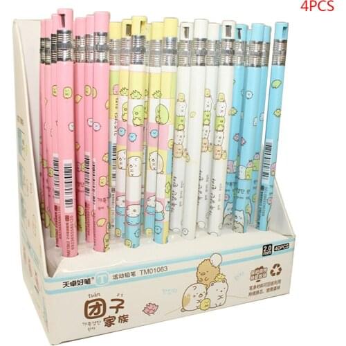 2020 New 4pcs Mechanical Pencil 2.0mm Lead Holder Sketch Drawing Art Students Stationery Gift Random Color